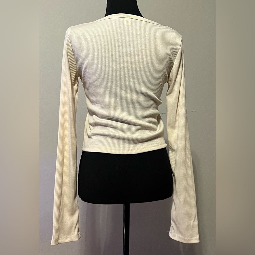 NWOT Ribbed Cream Top - S - Picture 6 of 14